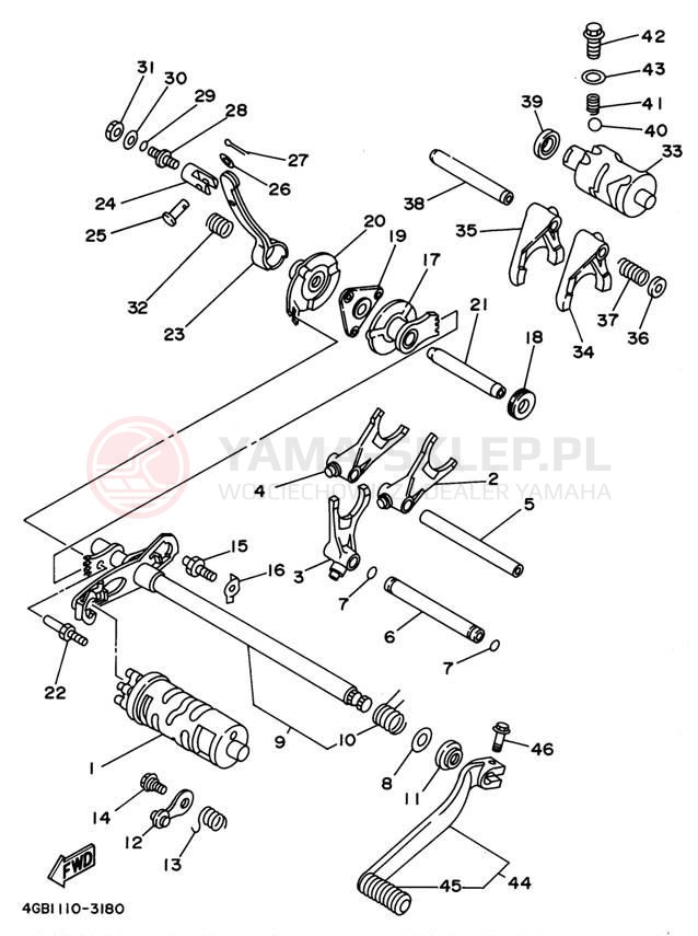Schemat "Wodziki, automat" do Yamaha BIG BEAR 4WD YFM350FWF
