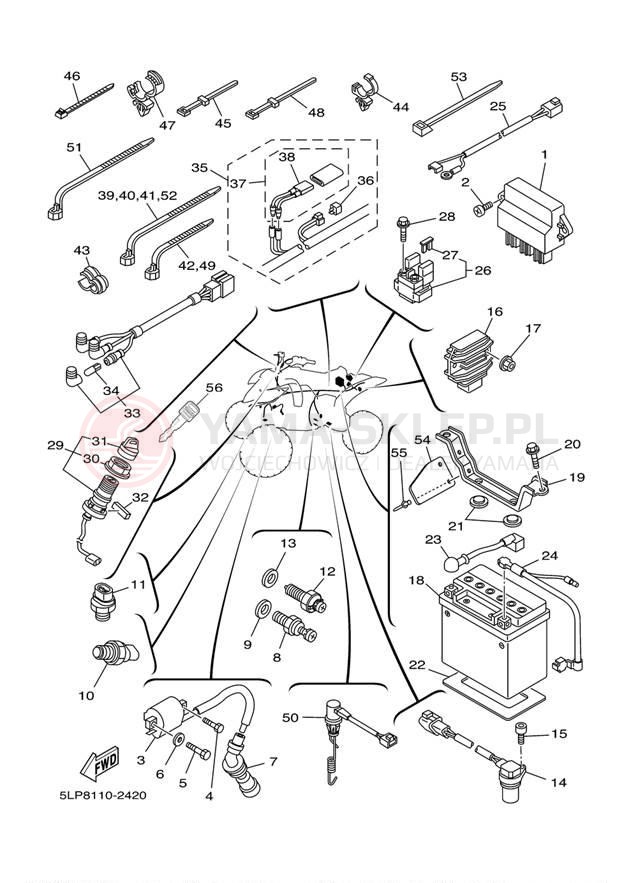 Schemat "układ elektryczny" do Yamaha RAPTOR 660R YFM660RR