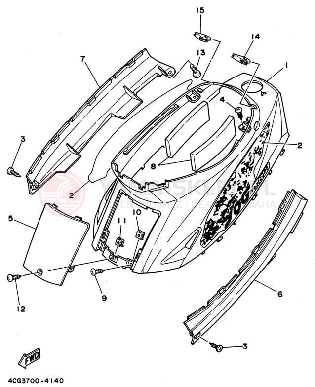 Schemat "Pokrywa boczna" do Yamaha JOG CY50G