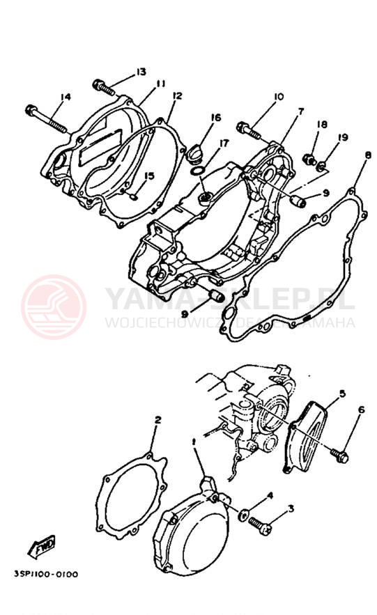 Schemat "Pokrywa silnika" do Yamaha YZ250 YZ250B1