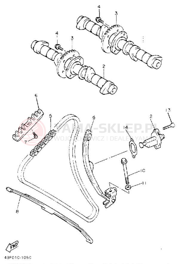 Schemat "Rozrząd - łańcuszek" do Yamaha SECA II XJ600SE/XJ600SEC