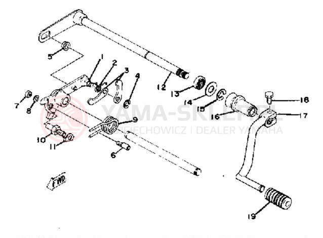 Schemat "Dźwignia zmiany biegów, wałek" do Yamaha XS400E