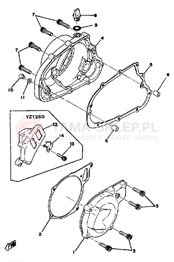 Schemat "Pokrywa silnika" do Yamaha YZ125D