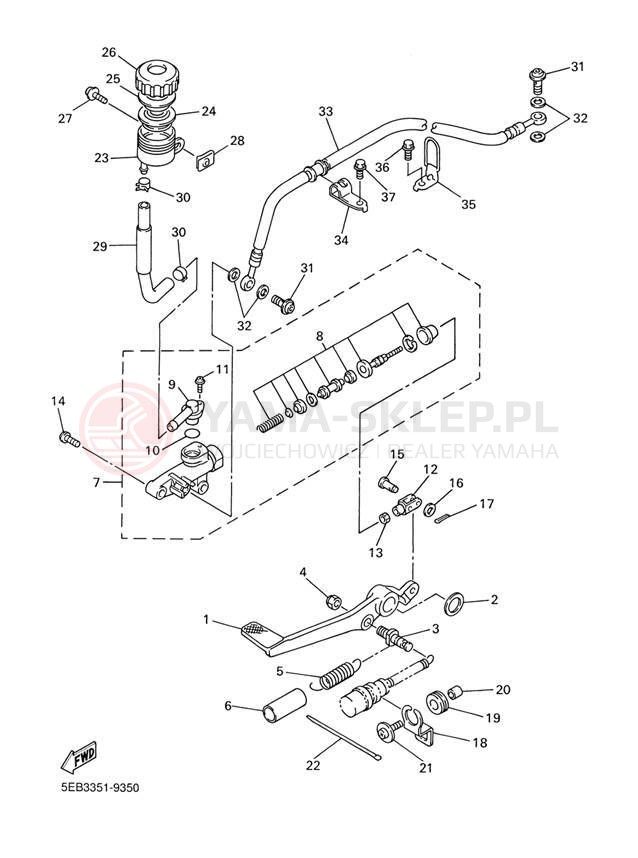 Schemat "Pompa hamulcowa tył" do Yamaha R6 YZFR6M/YZFR6MC