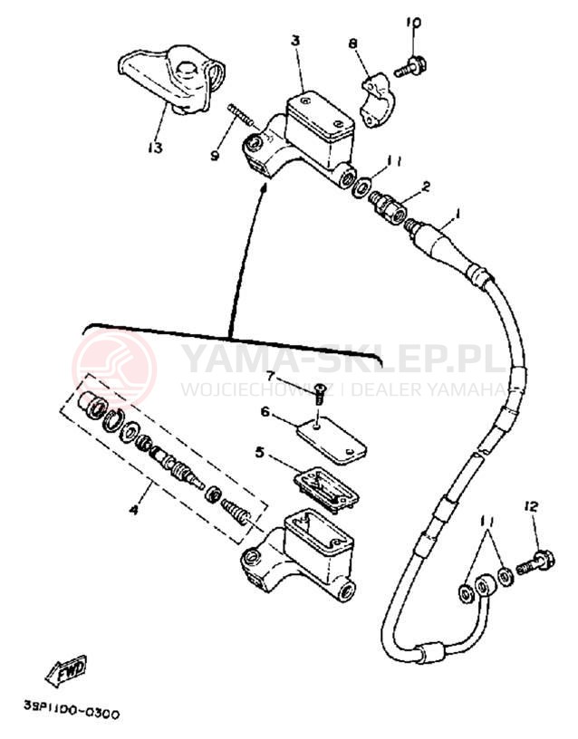 Schemat "Pompa hamulcowa przednia" do Yamaha YZ125B
