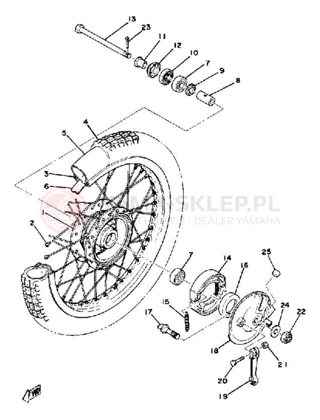Schemat "Koło przód" do Yamaha MX100F