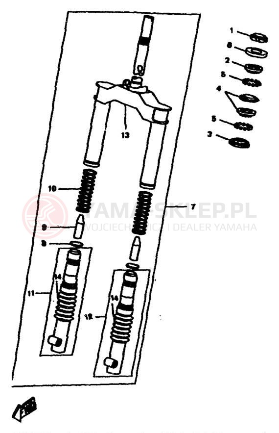 Schemat "Amortyzatory przód" do Yamaha ZUMA II CW50J