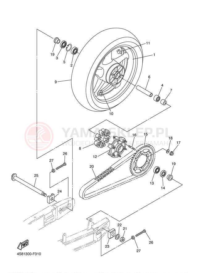 Schemat "Koło tył" do Yamaha FZ6 FZS6WC/FZS6W