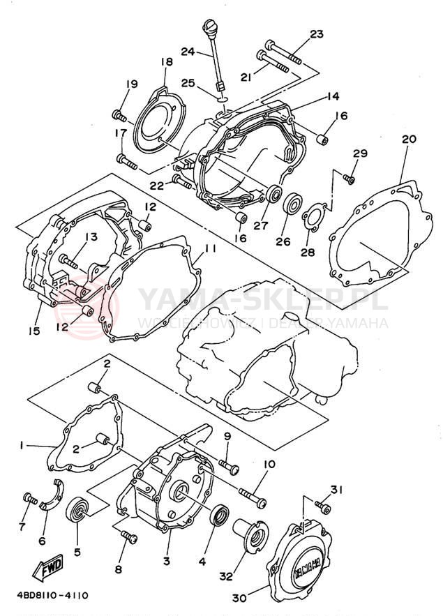 Schemat "Pokrywa silnika" do Yamaha TIMBERWOLF 2WD YFB250G