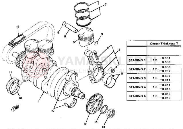 Schemat "Wał korbowy, tłok" do Yamaha XS750SF