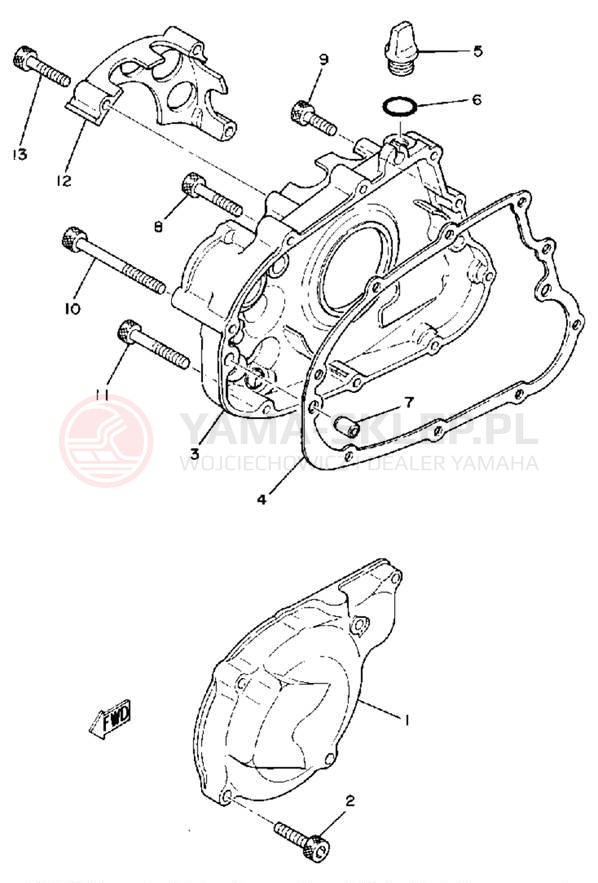 Schemat "Pokrywa silnika" do Yamaha TZ125G