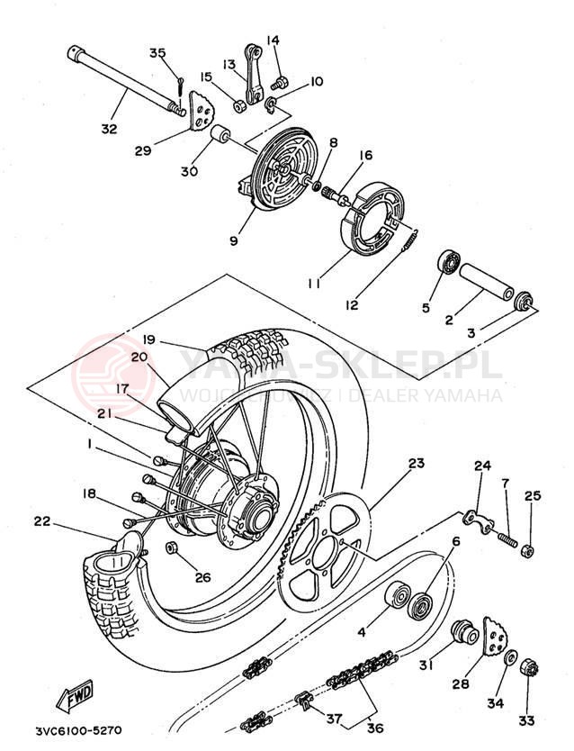 Schemat "Koło tył" do Yamaha RT180K