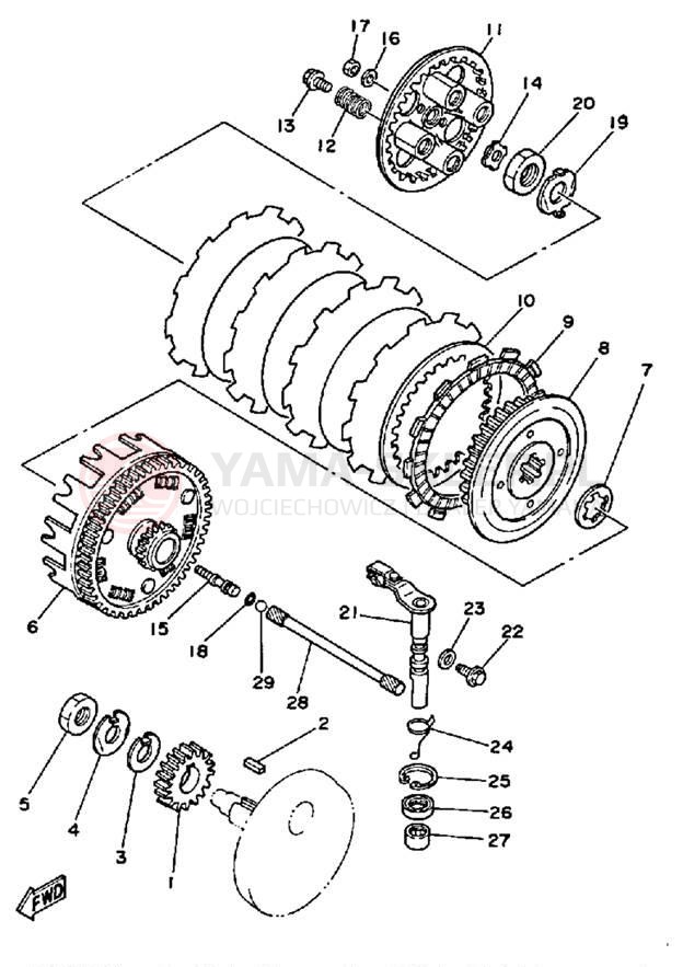 Schemat "sprzęgło" do Yamaha SRX250TC/SRX250T