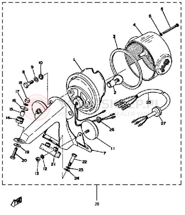 Schemat "Oświetlenie tył" do Yamaha DT360A/DT250A