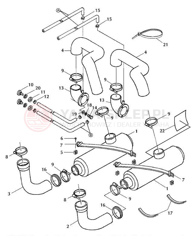 Schemat "Wydech końcowy" do Yamaha LX2000 LST1200A