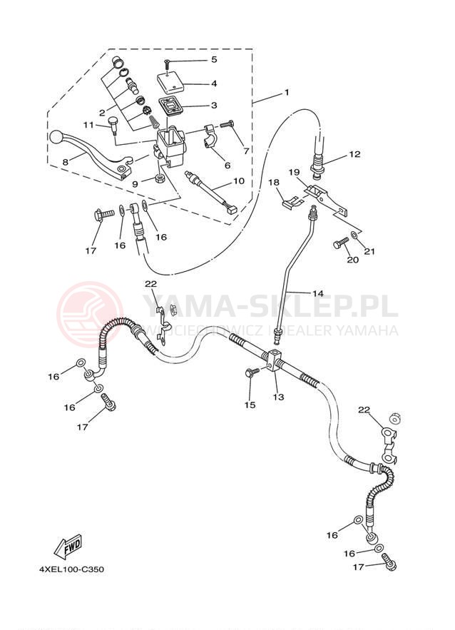 Schemat "Pompa hamulcowa przednia" do Yamaha BRUIN 250 2WD YFM25BV