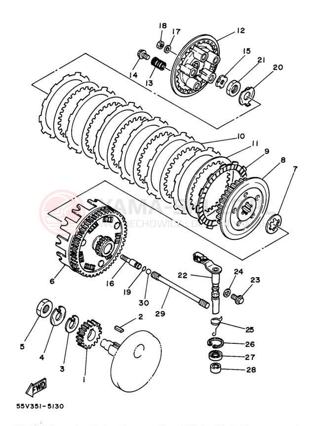 Schemat "sprzęgło" do Yamaha XT350J/XT350JC