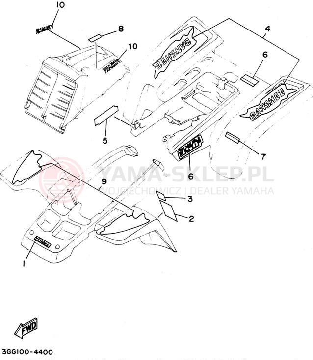 Schemat "naklejki" do Yamaha BANSHEE YFZ350F