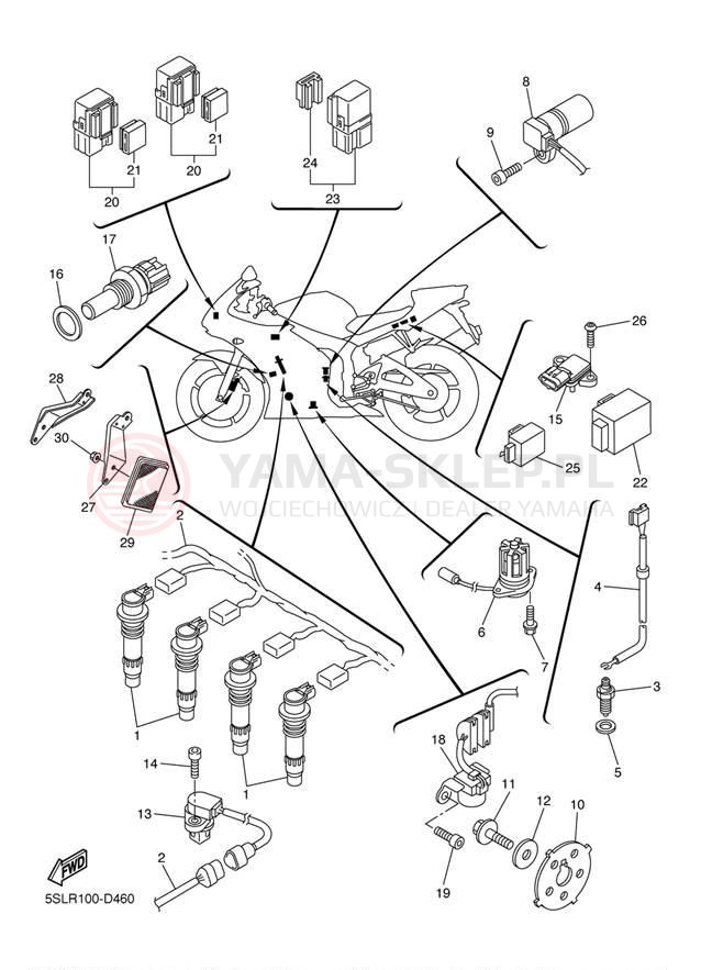 Schemat "układ elektryczny" do Yamaha YZF-R6 YZFR6TC/YZFR6T