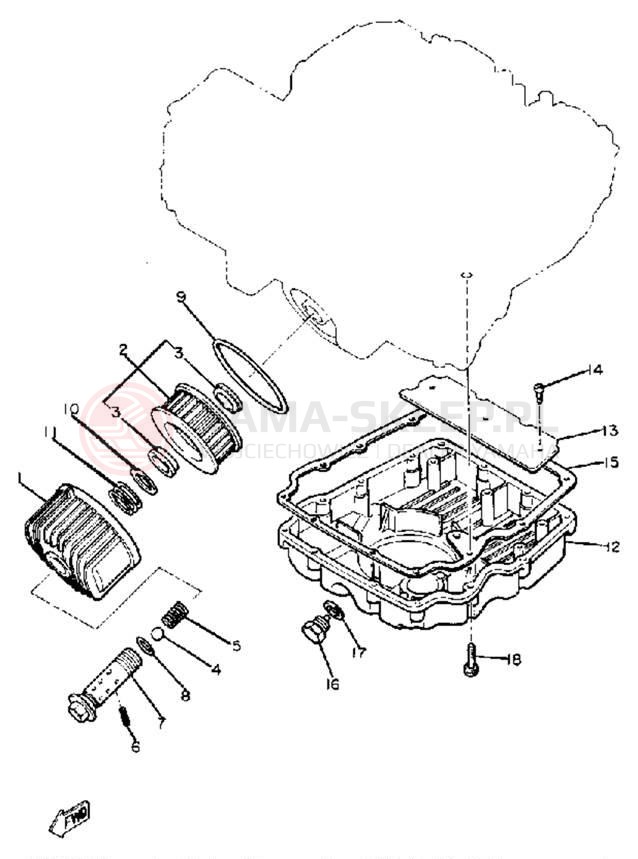 Schemat "Filtr oleju" do Yamaha XJ650 XJ650G