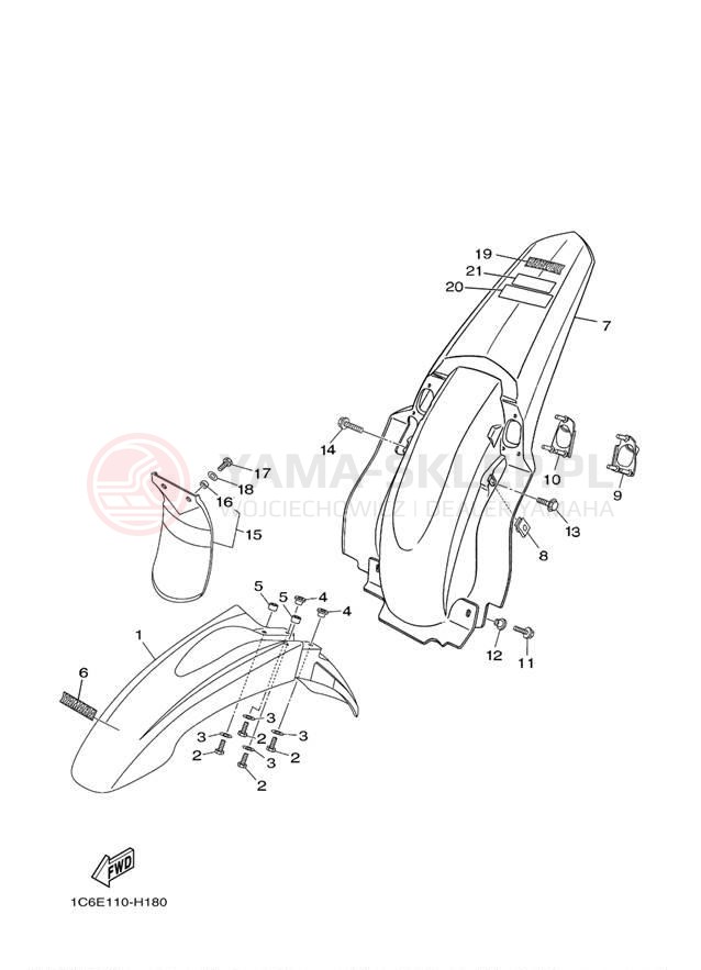 Schemat "błotnik" do Yamaha TTR230 TTR230Y