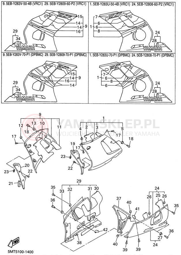 Schemat "elementy nadwozia" do Yamaha YZFR6 YZFR6NC/YZFR6N