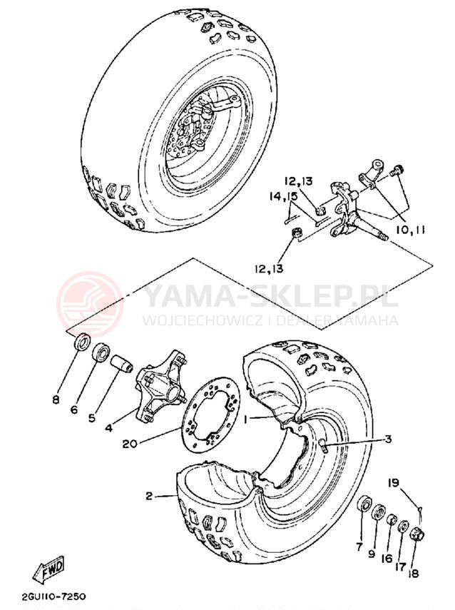 Schemat "Koło przód" do Yamaha YFZ350T