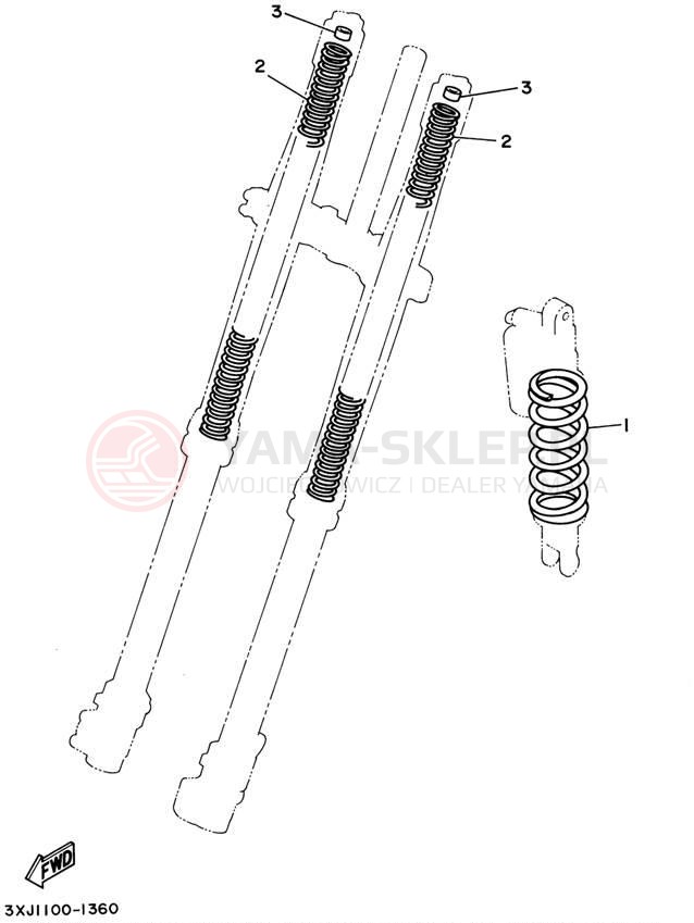 Schemat "Zawieszenie przód" do Yamaha YZ250 YZ250P