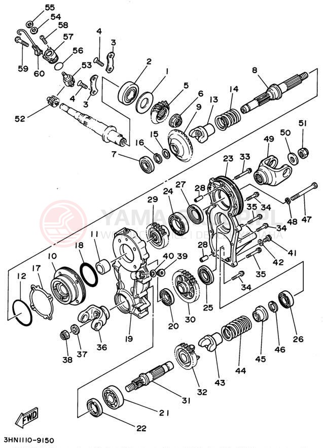 Schemat "Przeniesienie napędu" do Yamaha KODIAK 4WD YFM400FWG