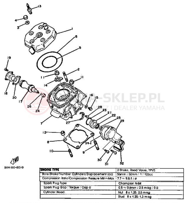 Schemat "cylinder" do Yamaha YZ125J