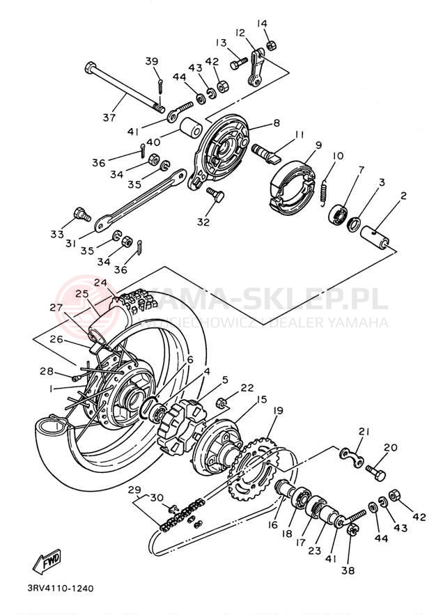 Schemat "Koło tył" do Yamaha Y-ZINGER PW80J