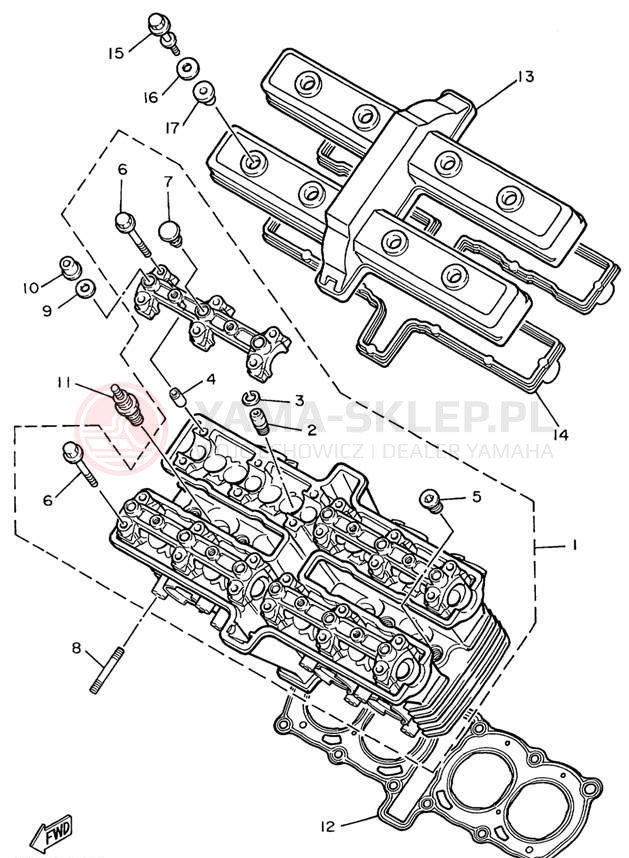 Schemat "głowica" do Yamaha FZR600RLC/FZR600RL