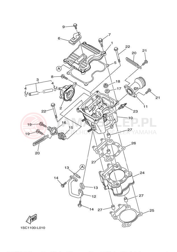 Schemat "cylinder" do Yamaha GRIZZLY 300 YFM30GBL/YFM30GBGR