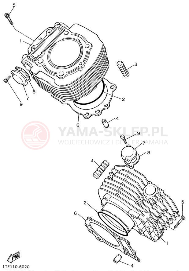 Schemat "cylinder" do Yamaha VIRAGO 1100 XV1100L/XV1100LC