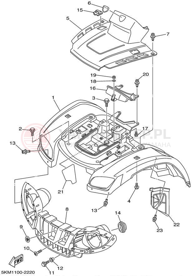 Schemat "Przedni błotnik" do Yamaha GRIZZLY 660 YFM660FP