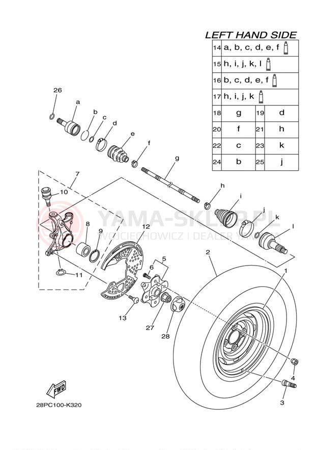 Schemat "Koło przód" do Yamaha GRIZZLY 700 4WD YFM7FGAGR