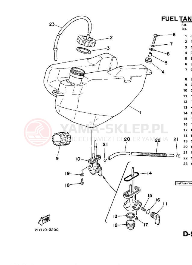 Schemat "zbiornik paliwa" do Yamaha YT125N