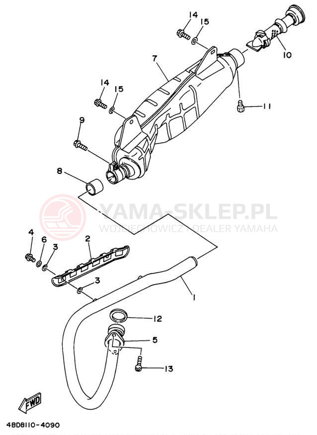 Schemat "Wydech końcowy" do Yamaha TIMBERWOLF 2WD YFB250UJ