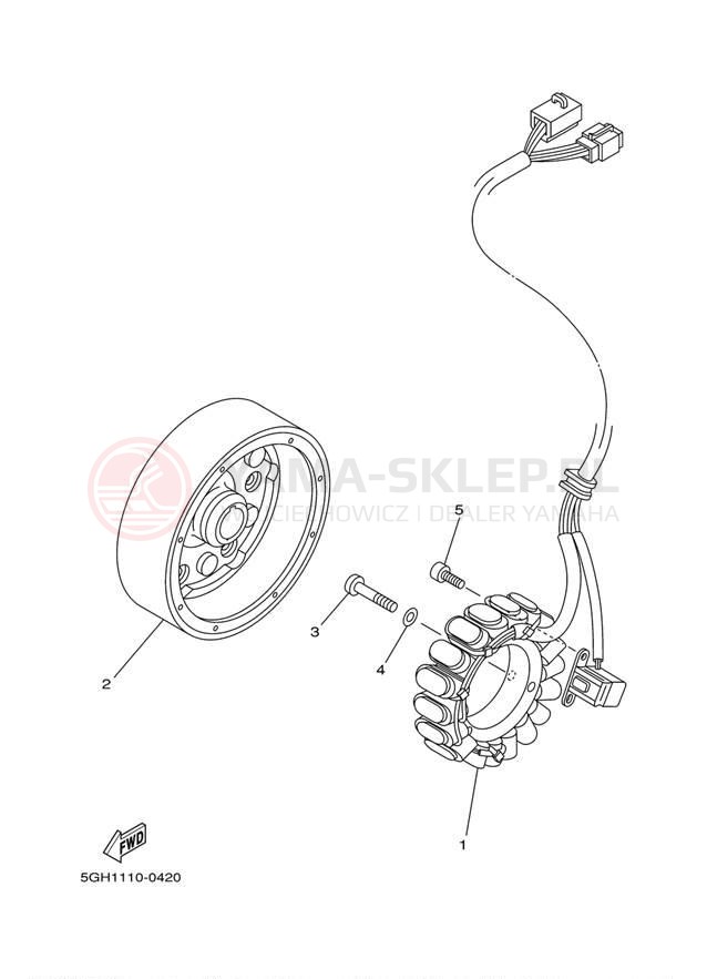 Schemat "prądnica" do Yamaha GRIZZLY 450 HUNTER YFM45FGHX