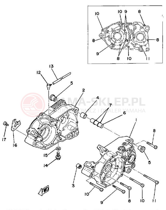 Schemat "Obudowa silnika" do Yamaha MX175H