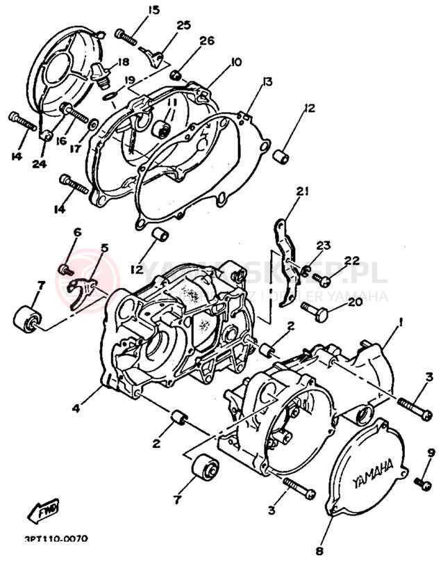 Schemat "Obudowa silnika" do Yamaha Y-ZINGER PW50F