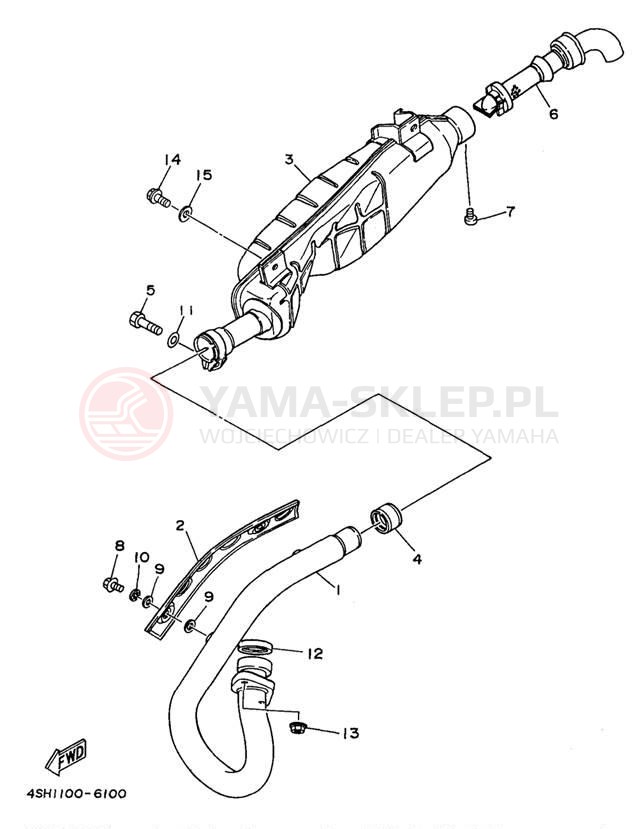 Schemat "Wydech końcowy" do Yamaha BIG BEAR 2WD YFM350UK