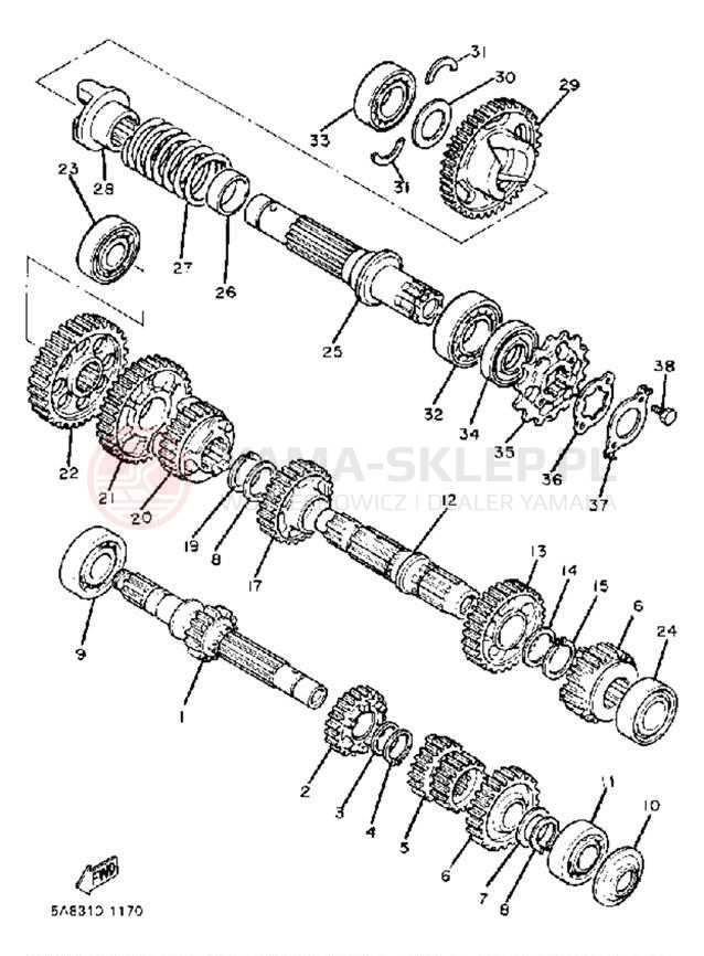 Schemat "Skrzynia biegów " do Yamaha XV920RH