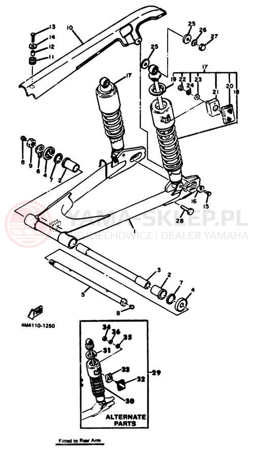 Schemat "wahacz, zawieszenie tył" do Yamaha XS650SK