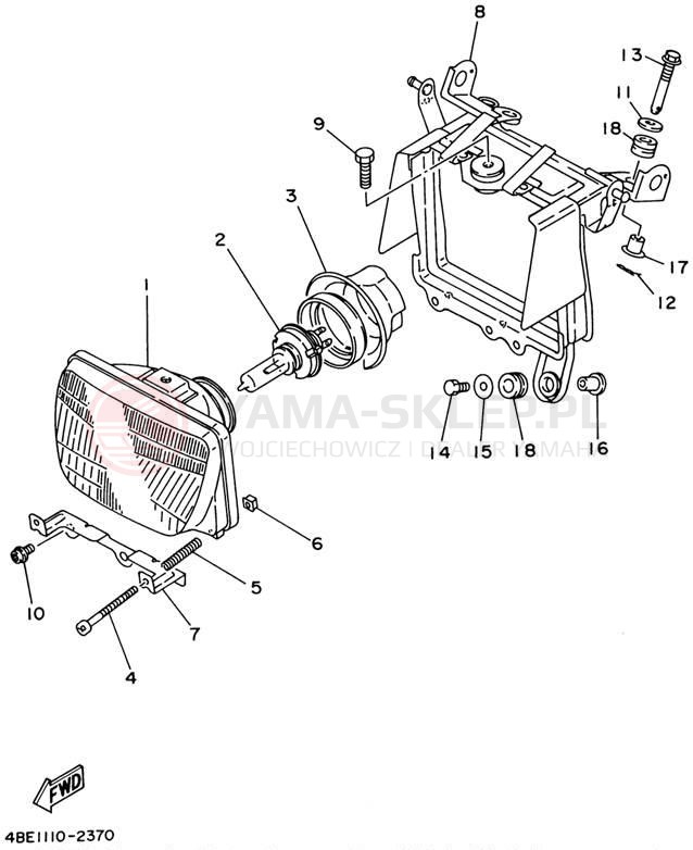 Schemat "Lampa przód" do Yamaha XT225 XT225N/XT225NC