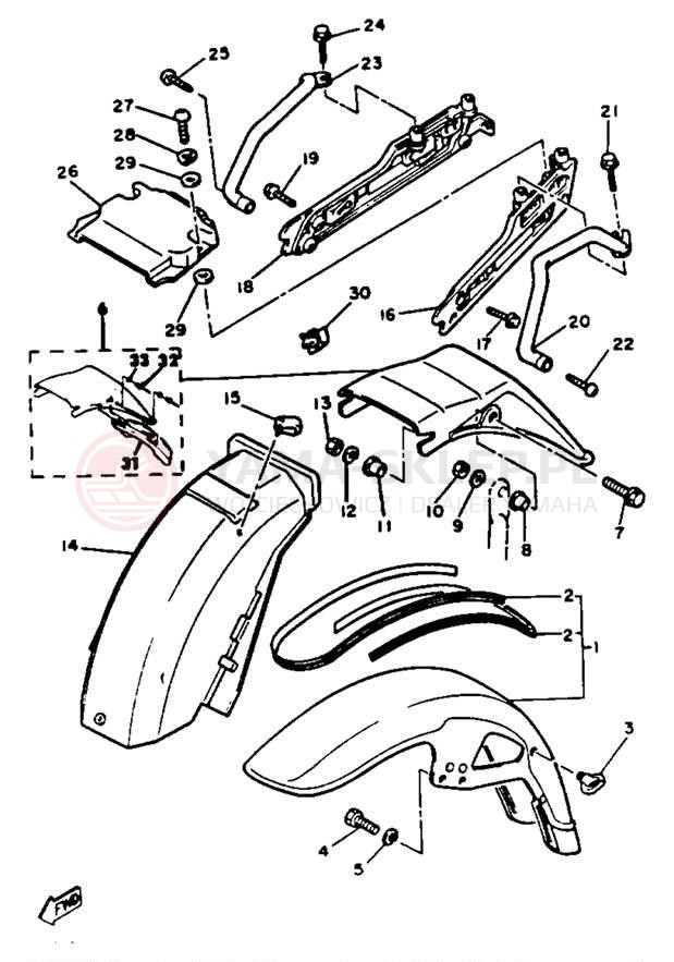 Schemat "błotnik" do Yamaha XVZ12DL/XVZ12DKC2