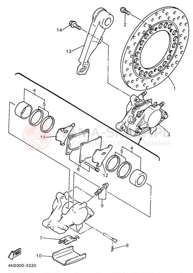 Schemat "Zacisk hamulcowy tylny" do Yamaha YZF750RKC/YZF750RK