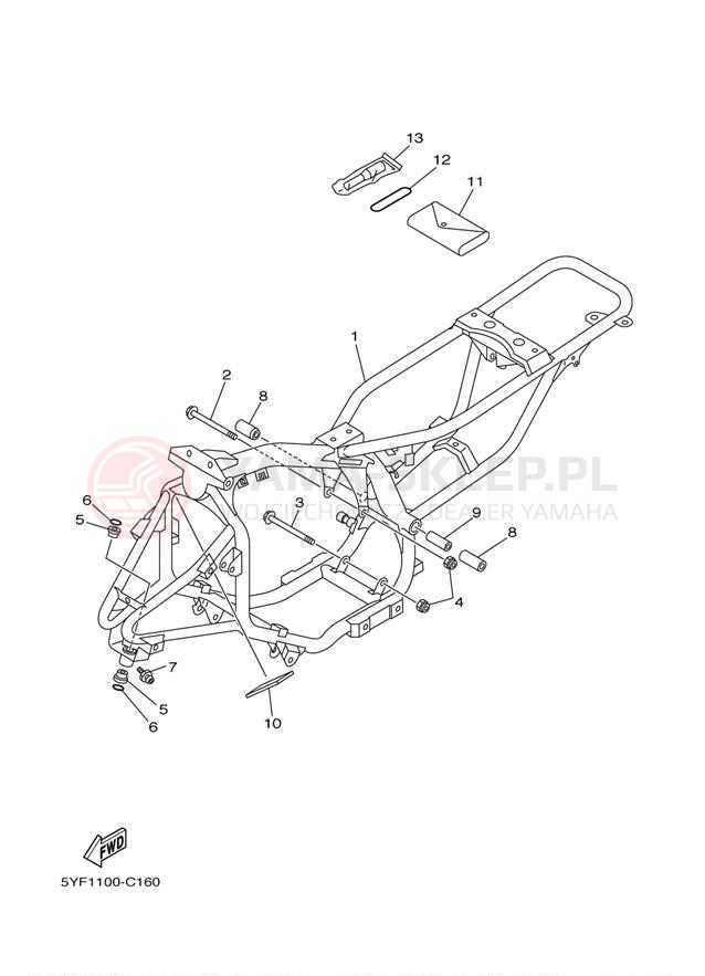 Schemat "rama" do Yamaha RAPTOR 50 YFM50S