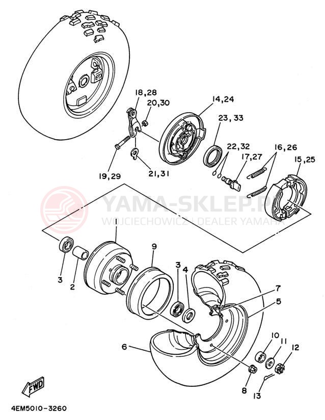 Schemat "Koło przód" do Yamaha BADGER YFM80H