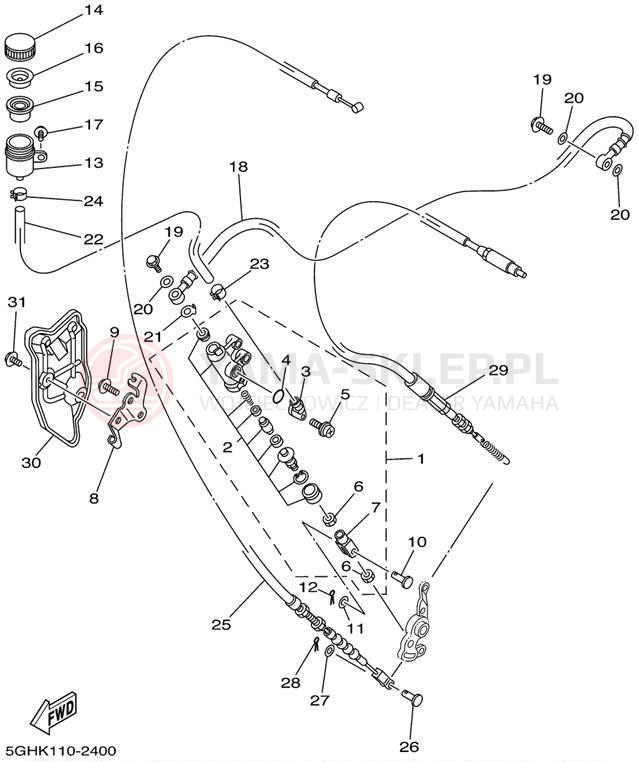 Schemat "Pompa hamulcowa tył" do Yamaha KODIAK 4WD YFM400FAP